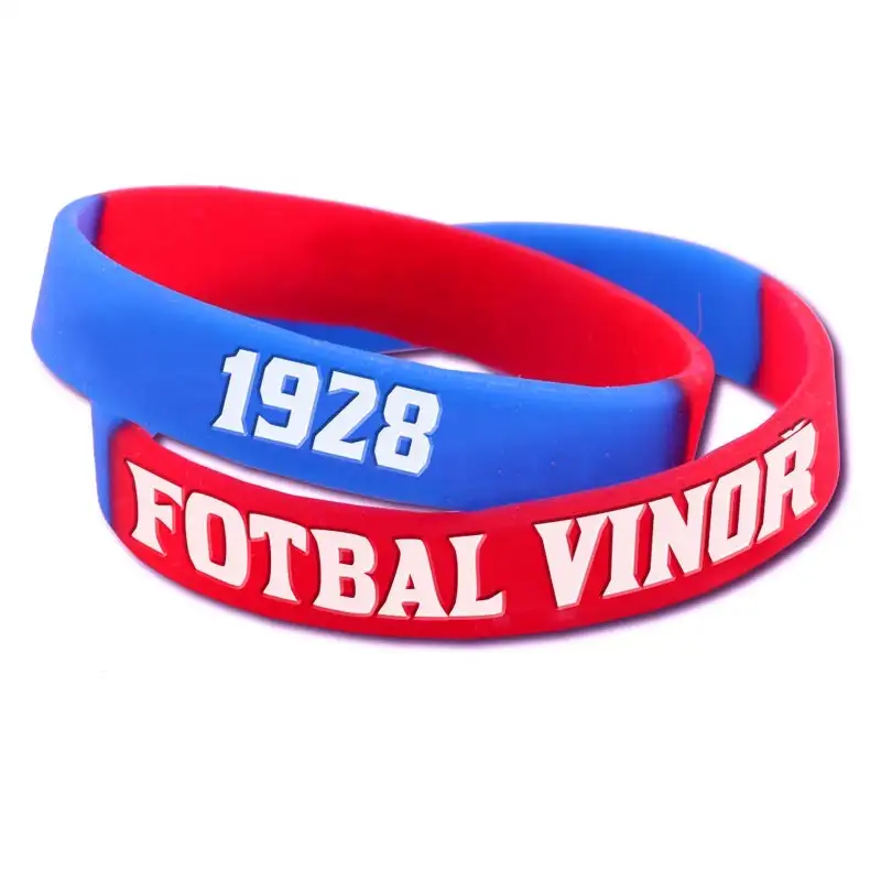 Náramek gumový, dvoubarevný , ražba Fotbal Vinoř 1928